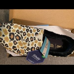 Toms Alpargata Natural Glitter Cheetah Fur Lined